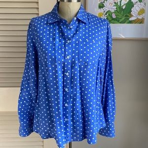 Talbots Polka Dot Linen Button Down Medium Petite